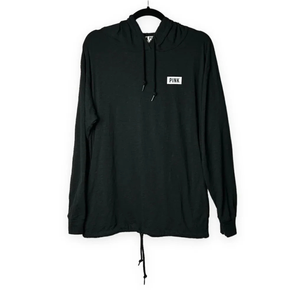 PINK Victoria's Secret Black Long Sleeve  Hooded Top